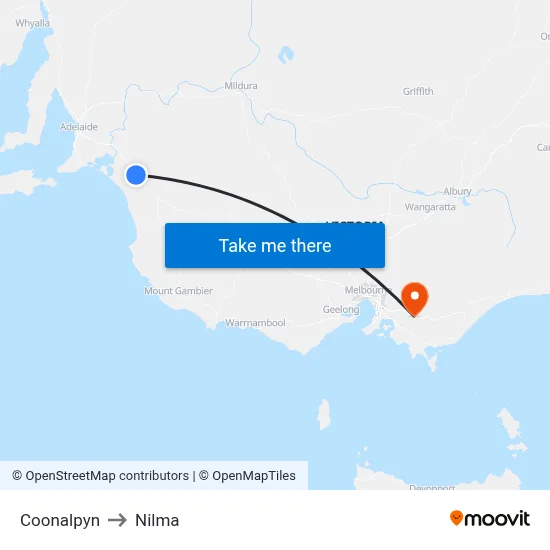 Coonalpyn to Nilma map