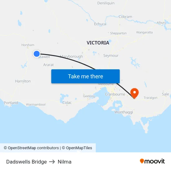 Dadswells Bridge to Nilma map