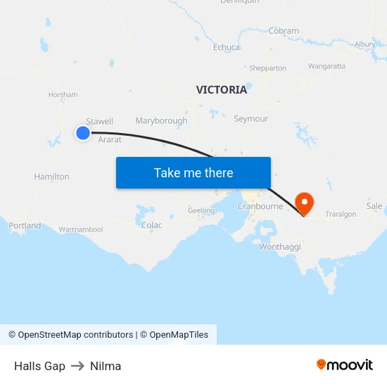Halls Gap to Nilma map