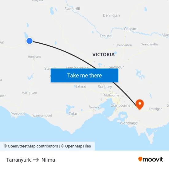 Tarranyurk to Nilma map