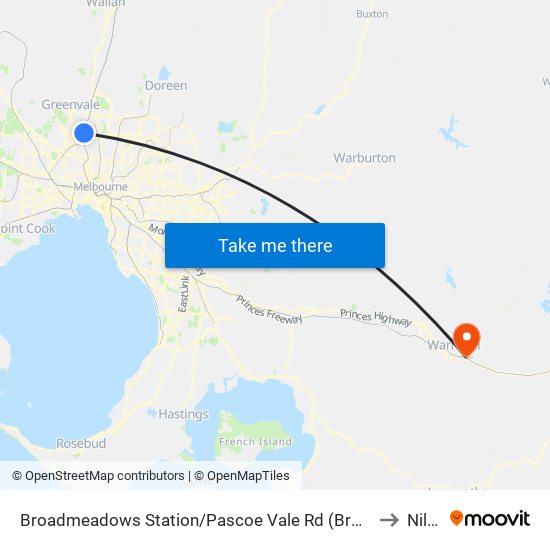 Broadmeadows Station/Pascoe Vale Rd (Broadmeadows) to Nilma map
