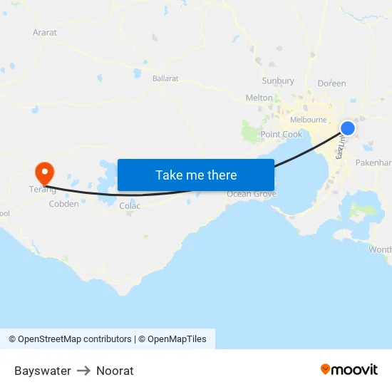 Bayswater to Noorat map