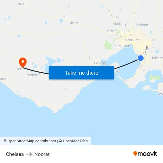 Chelsea to Noorat map