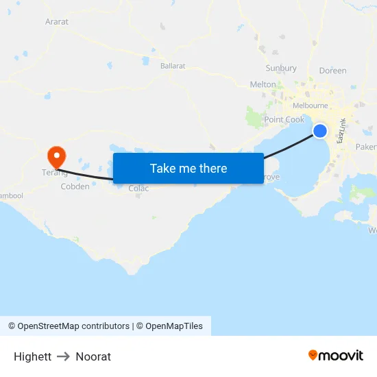 Highett to Noorat map