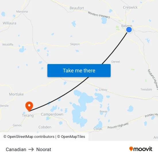 Canadian to Noorat map
