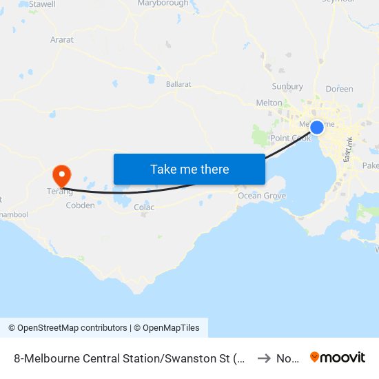 8-Melbourne Central Station/Swanston St (Melbourne City) to Noorat map