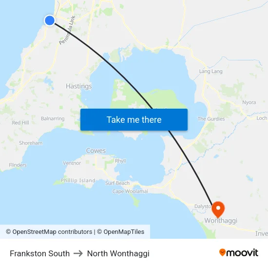 Frankston South to North Wonthaggi map