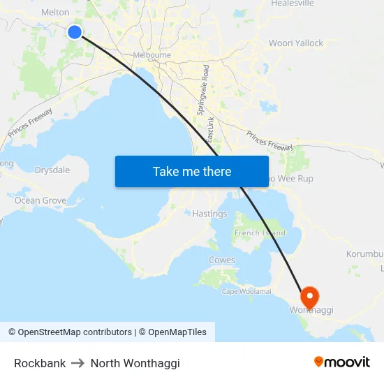 Rockbank to North Wonthaggi map