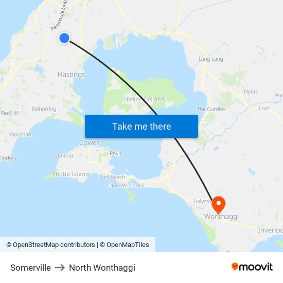 Somerville to North Wonthaggi map