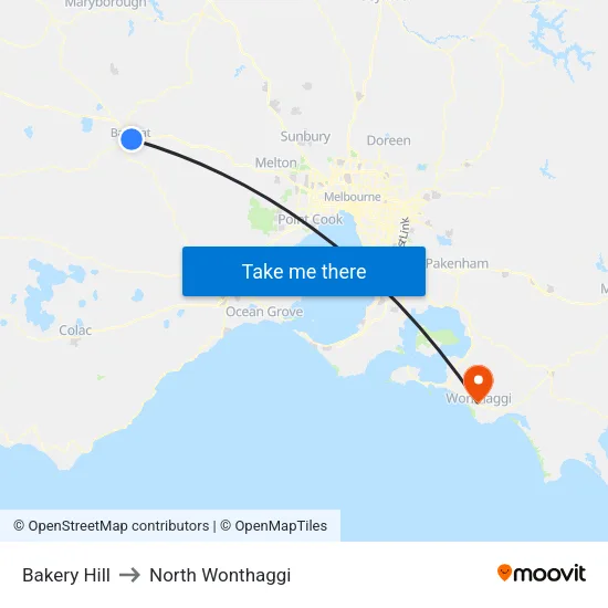 Bakery Hill to North Wonthaggi map
