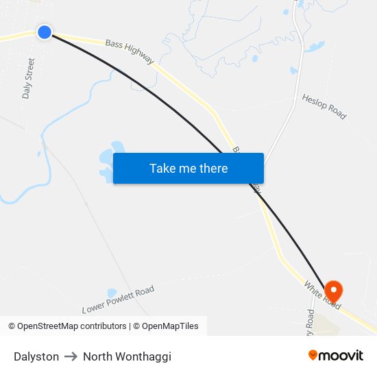 Dalyston to North Wonthaggi map
