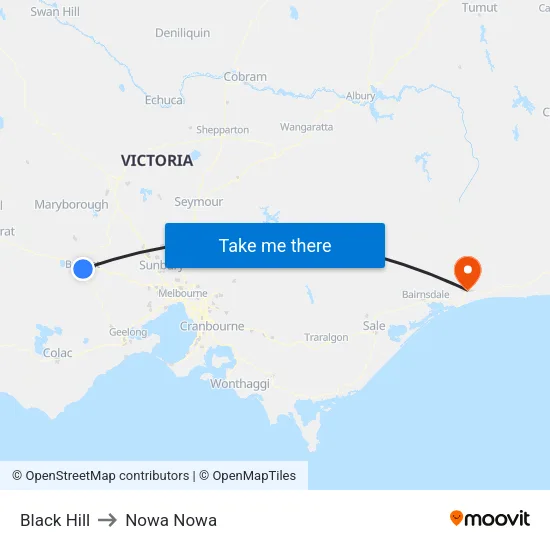 Black Hill to Nowa Nowa map