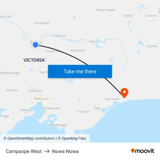 Campaspe West to Nowa Nowa map