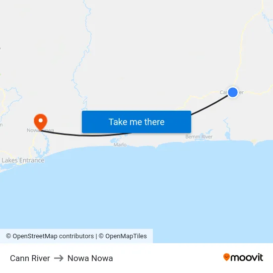 Cann River to Nowa Nowa map