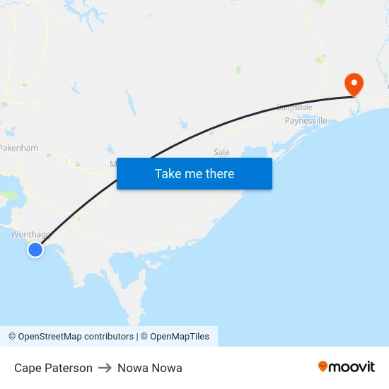 Cape Paterson to Nowa Nowa map