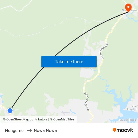 Nungurner to Nowa Nowa map