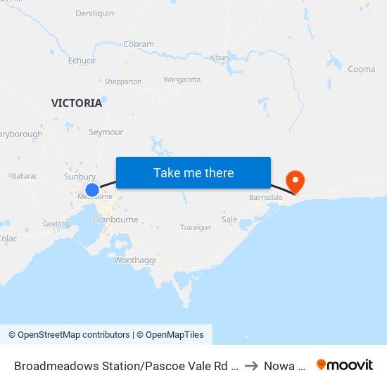 Broadmeadows Station/Pascoe Vale Rd (Broadmeadows) to Nowa Nowa map