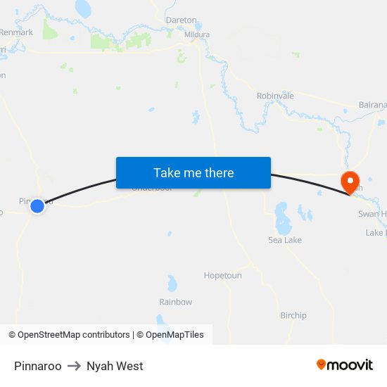 Pinnaroo to Nyah West map