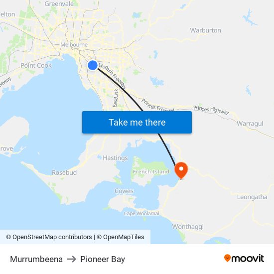 Murrumbeena to Pioneer Bay map