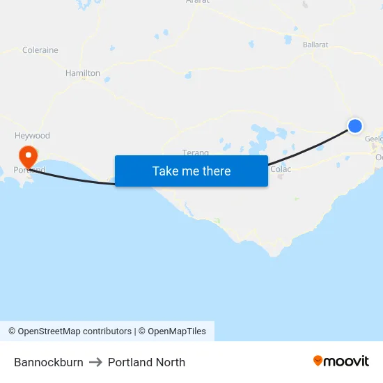 Bannockburn to Portland North map