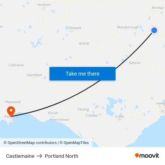 Castlemaine to Portland North map
