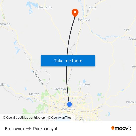 Brunswick to Puckapunyal map