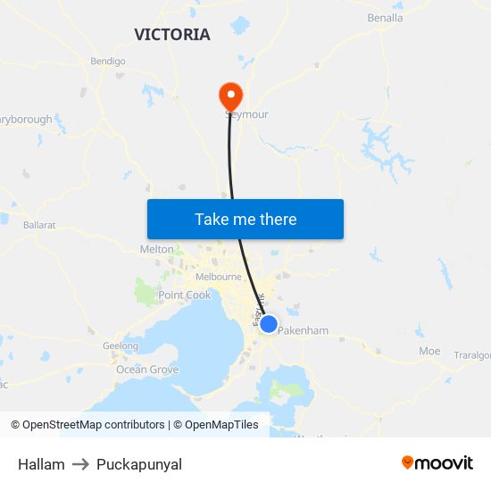 Hallam to Puckapunyal map