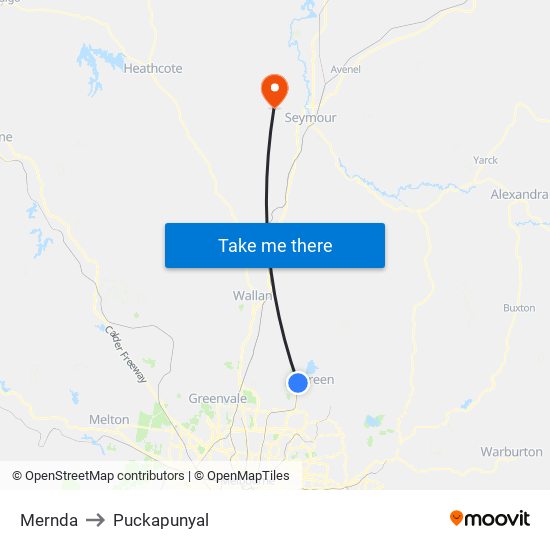 Mernda to Puckapunyal map