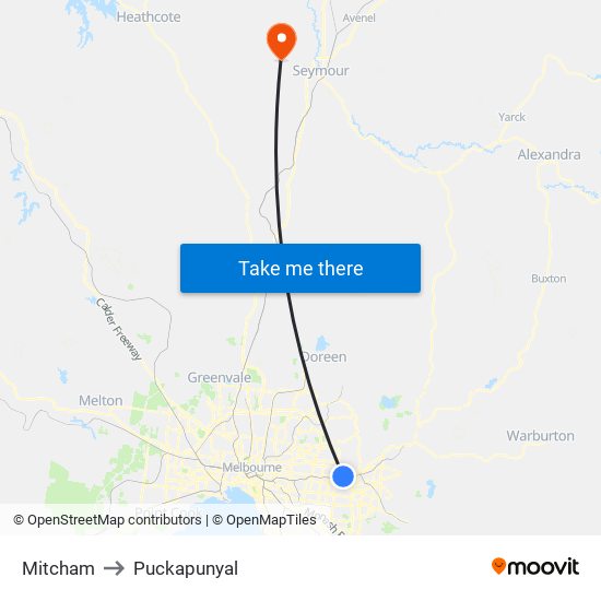 Mitcham to Puckapunyal map