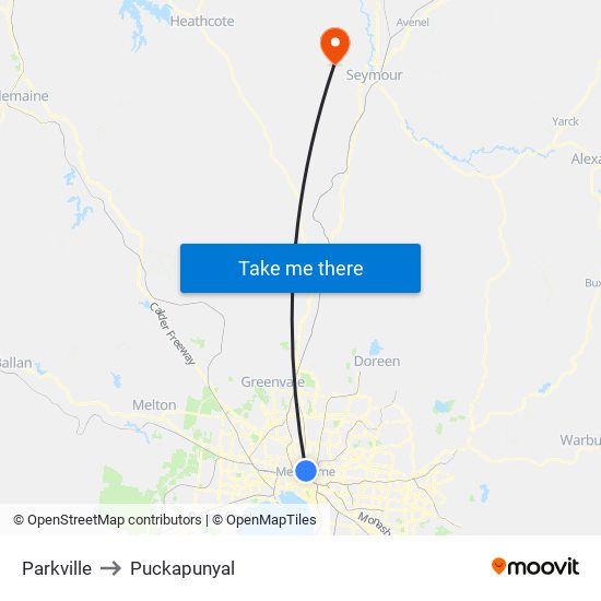 Parkville to Puckapunyal map