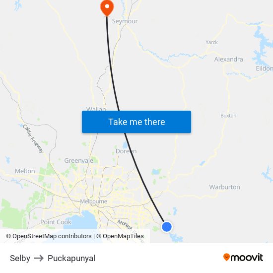 Selby to Puckapunyal map