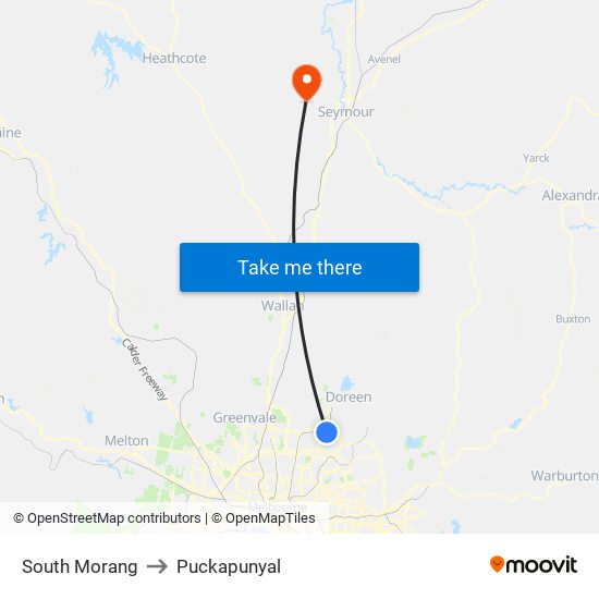 South Morang to Puckapunyal map