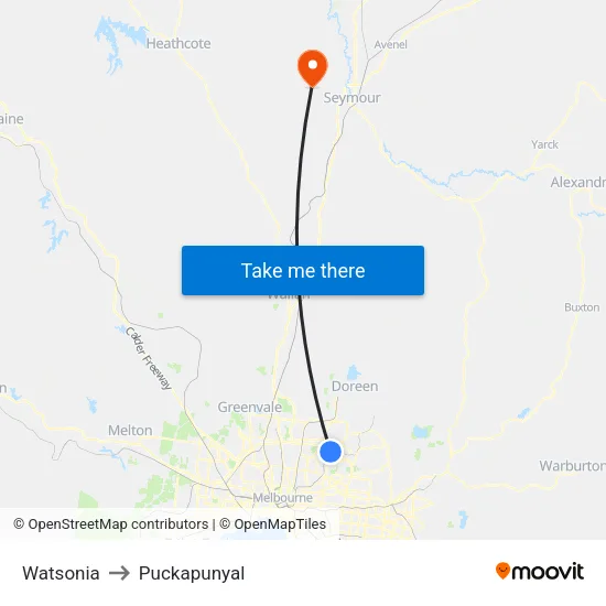 Watsonia to Puckapunyal map