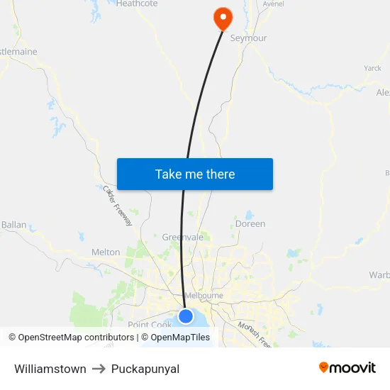 Williamstown to Puckapunyal map