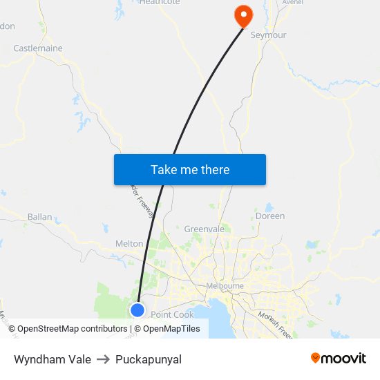 Wyndham Vale to Puckapunyal map