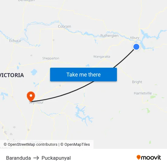 Baranduda to Puckapunyal map