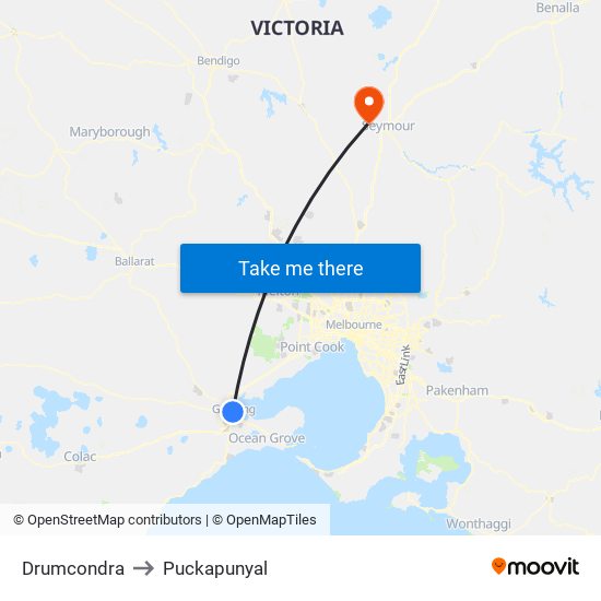 Drumcondra to Puckapunyal map