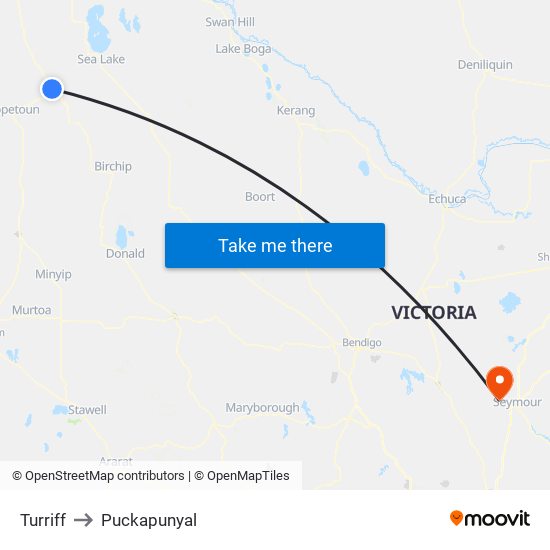 Turriff to Puckapunyal map