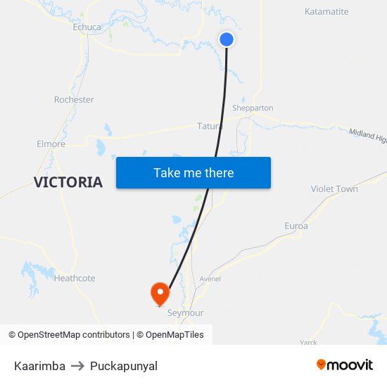 Kaarimba to Puckapunyal map