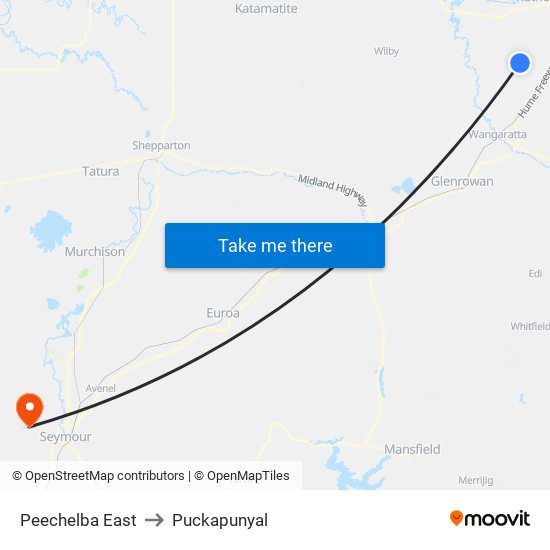 Peechelba East to Puckapunyal map