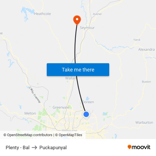 Plenty - Bal to Puckapunyal map