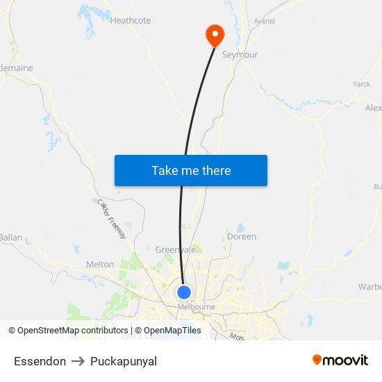 Essendon to Puckapunyal map