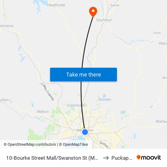 10-Bourke Street Mall/Swanston St (Melbourne City) to Puckapunyal map