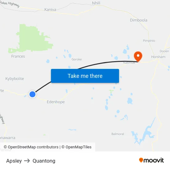 Apsley to Quantong map