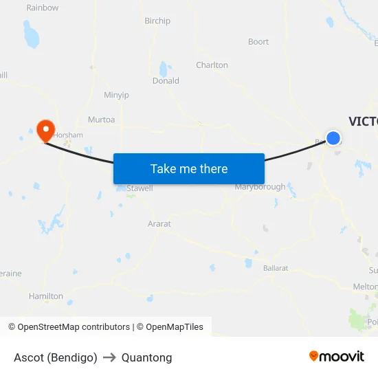 Ascot (Bendigo) to Quantong map