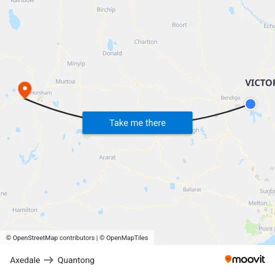 Axedale to Quantong map