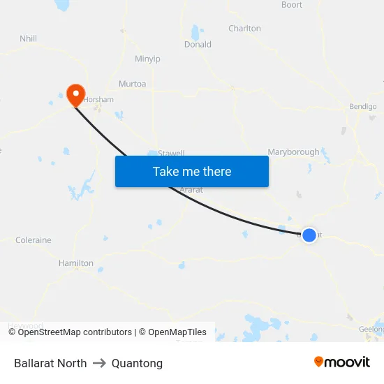 Ballarat North to Quantong map
