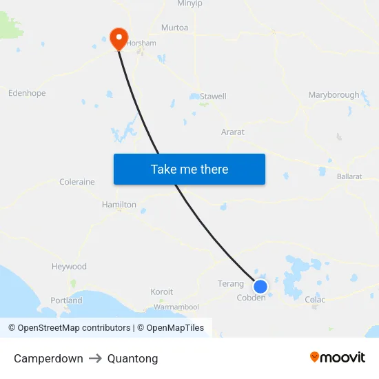 Camperdown to Quantong map