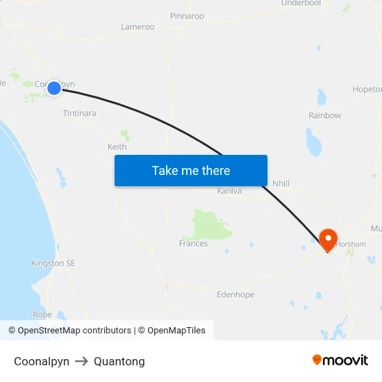 Coonalpyn to Quantong map