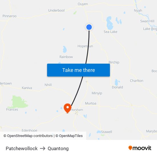 Patchewollock to Quantong map